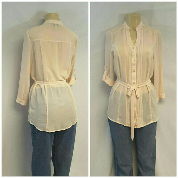 SUGAR MINT, Sheer, Blush, Fitted Top, size Medium - Picture 5 of 8